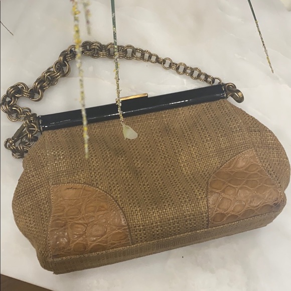 Prada Tan/Gold Paglia Coco Frame Gold chain strap - Picture 6 of 11